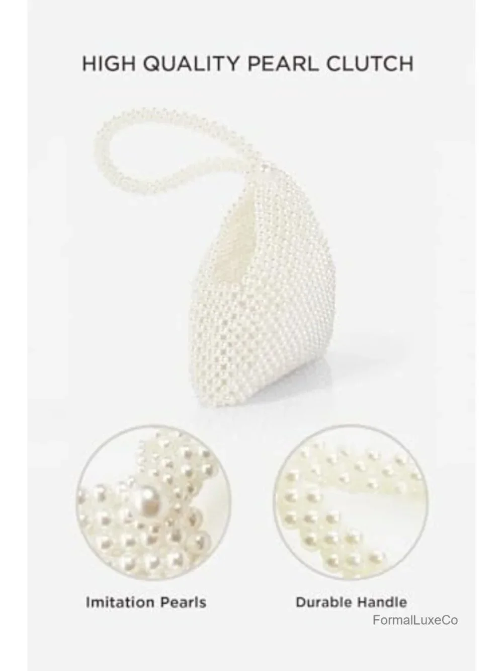 Imitation Pearl Clutch Purse Evening Bag Triangle Clasp Bridal Party Prom